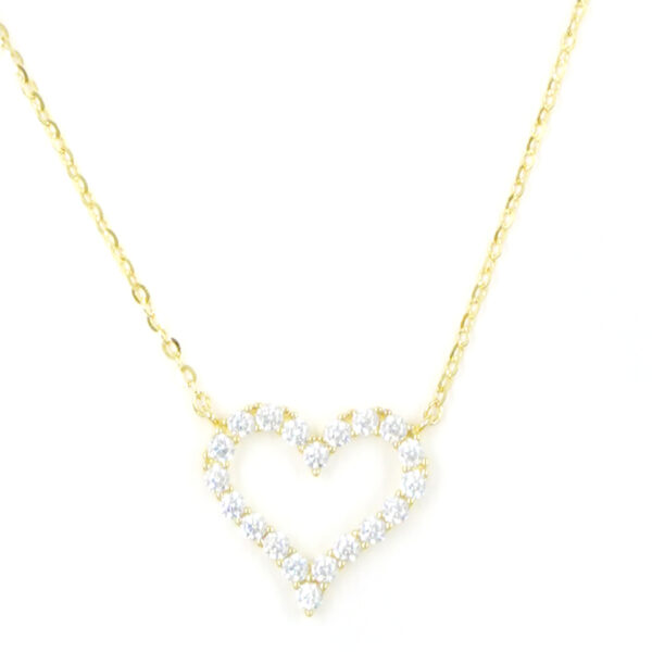 Sterling Silver Necklace with heart pendant shape with zircon – Golden Color