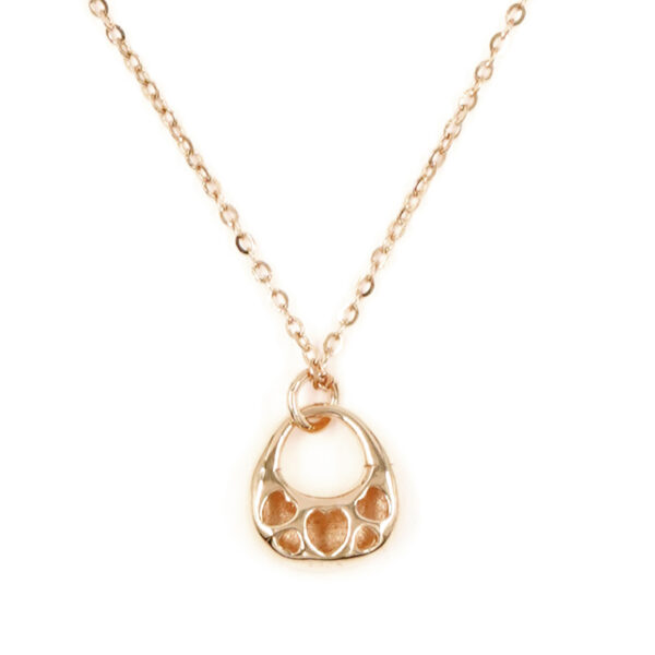 Sterling Silver Necklace with bag with drilled heart pendant – Rose Color