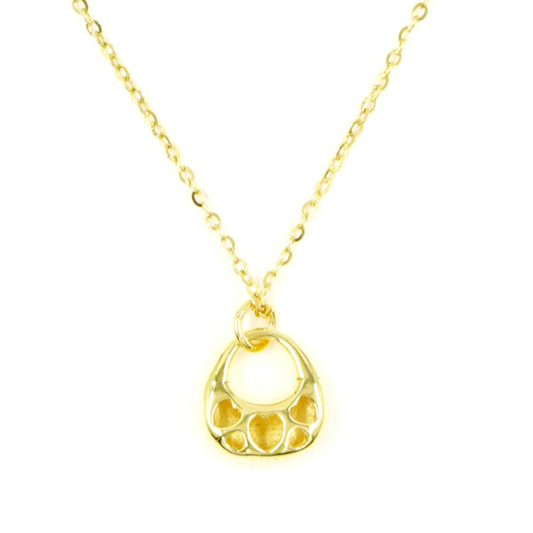 Sterling Silver Necklace with bag with drilled heart pendant – Golden Color