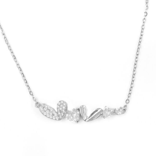 Sterling Silver Necklace arc element with heart with zircon – Rhodium Color