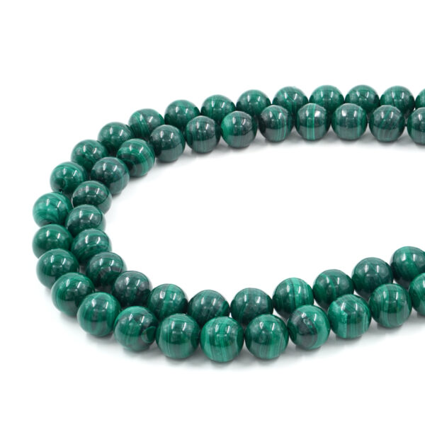 Malachite strands round shape size 14mm