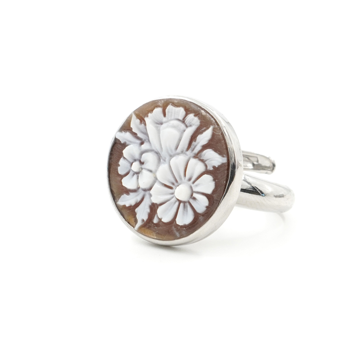 Anelli in argento con Cammeo inciso 20mm, vari soggetti - Platinato - immagine 6
