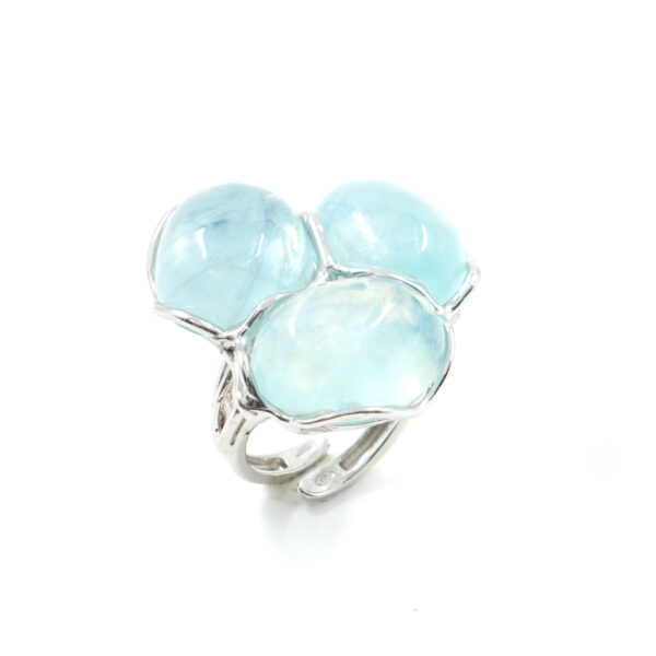 Sterling Silver Ring with aquamarine – Rhodium Color