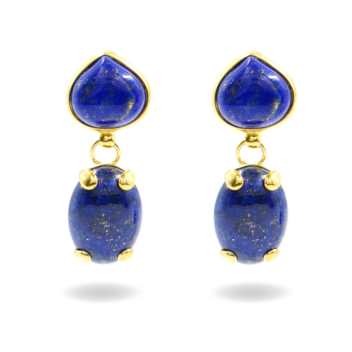 Orecchini in argento con spole di lapis – Dorato