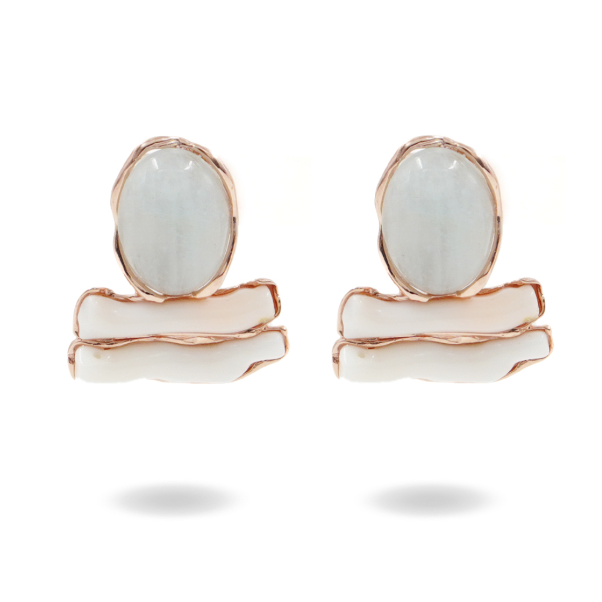Orecchini in argento con acquamarina, corallo bianco – Rosè