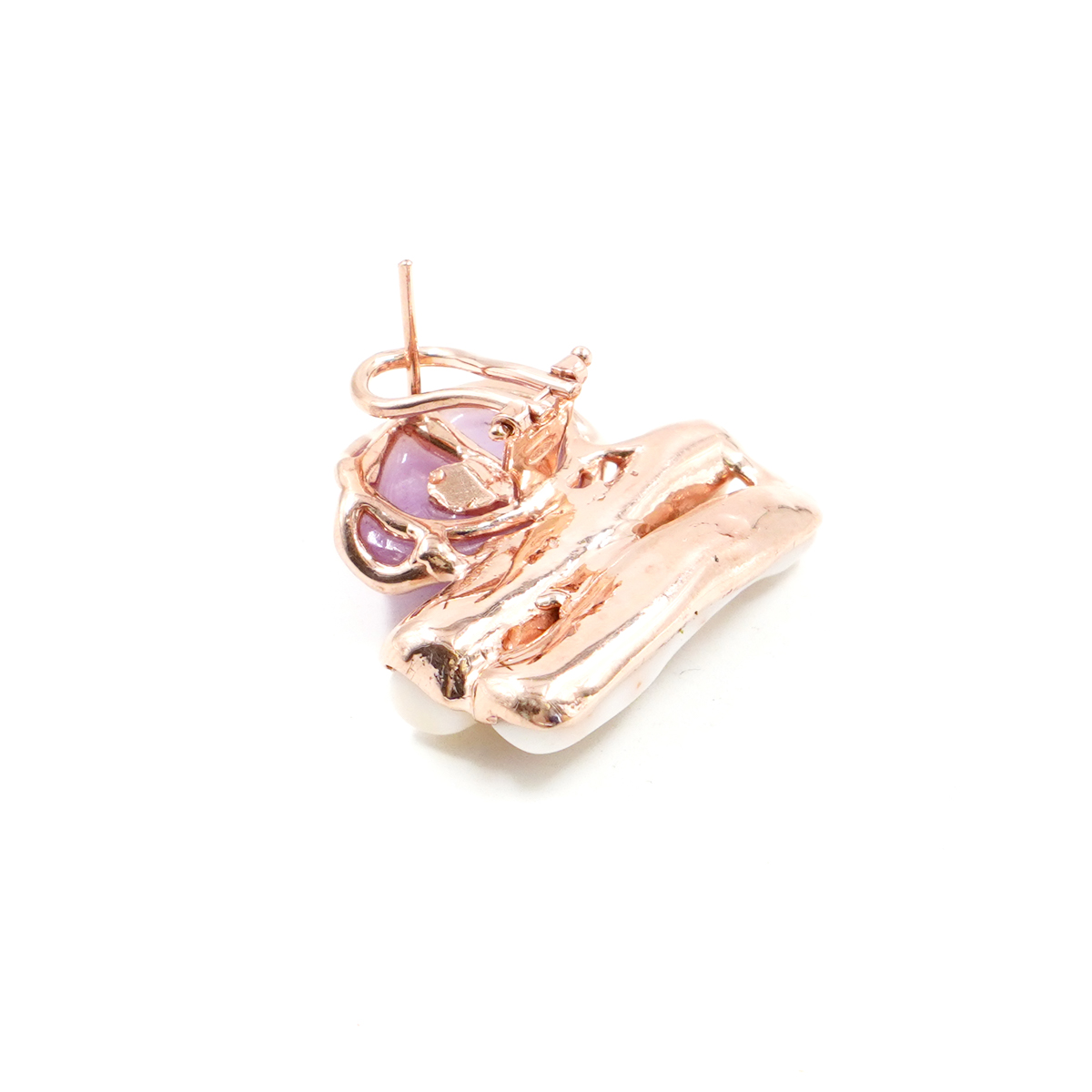 Orecchini in argento con kunzite, corallo bianco – Rosè - immagine 2