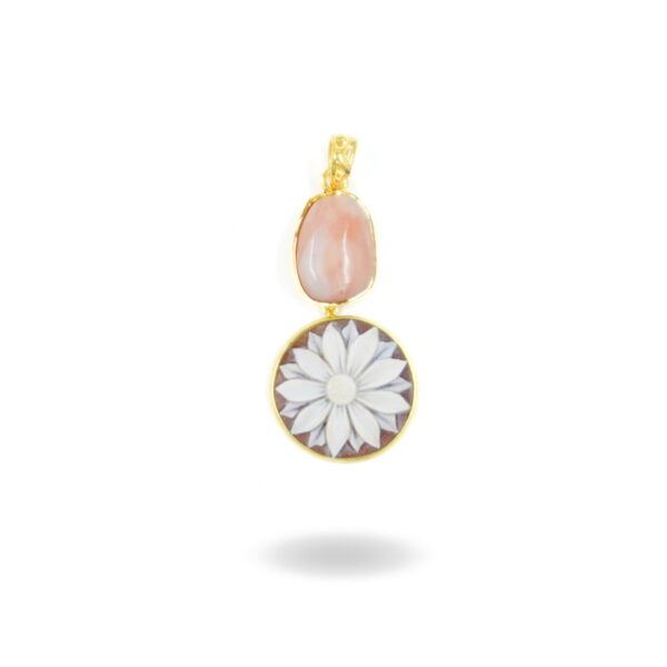 Pendente Argento con Corallo, Cammeo - Dorato