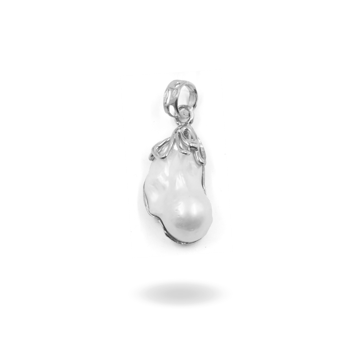 Pendente Argento con Perla - Rodiato