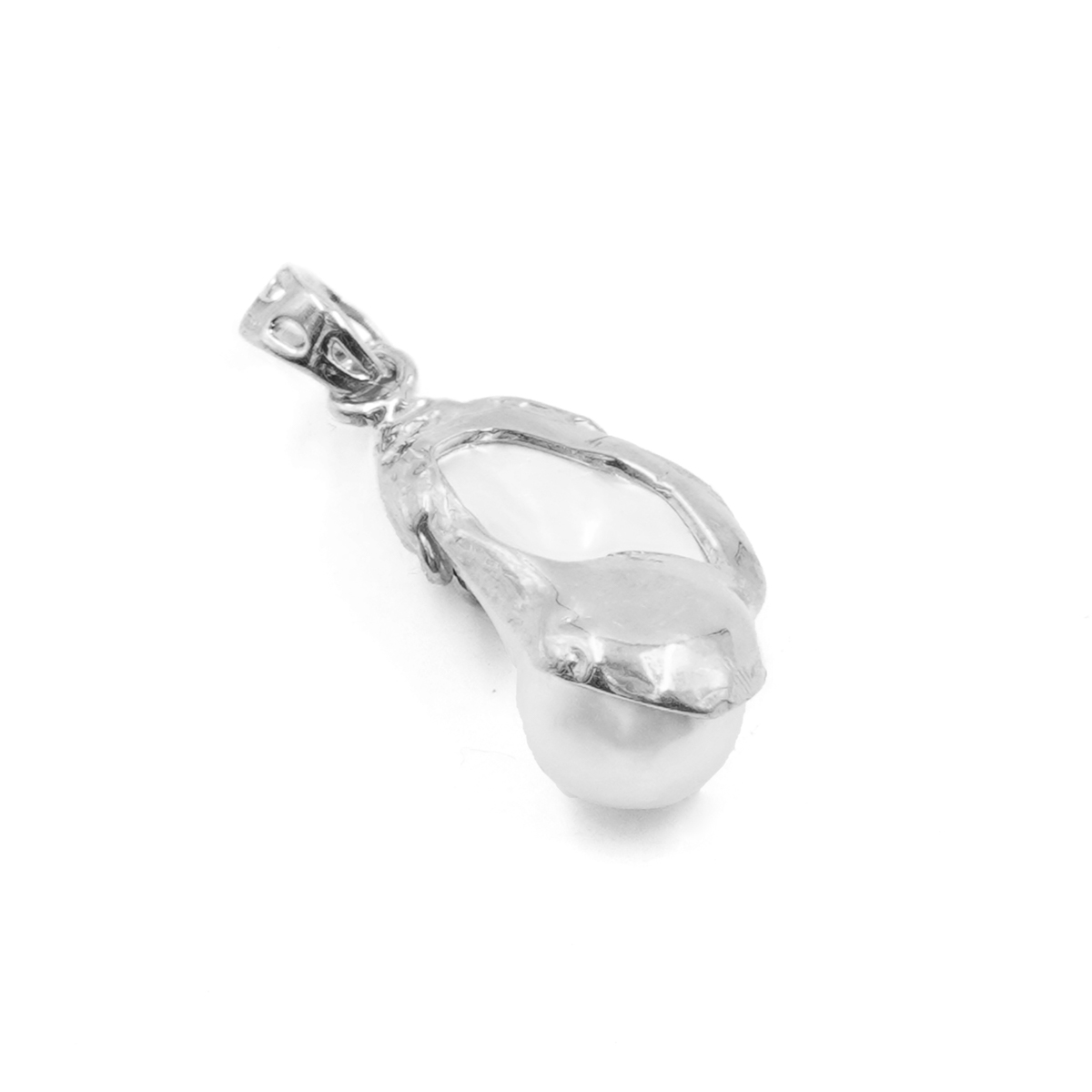 Pendente Argento con Perla - Rodiato - immagine 2