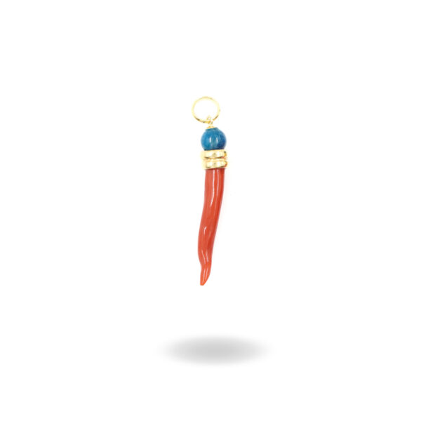 Pendant with apatite and coral shape horn – Golden Color