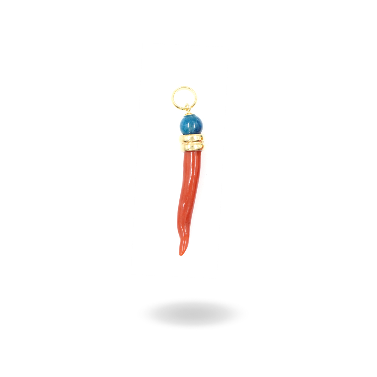 Pendente in apatite e corno di corallo – Dorato