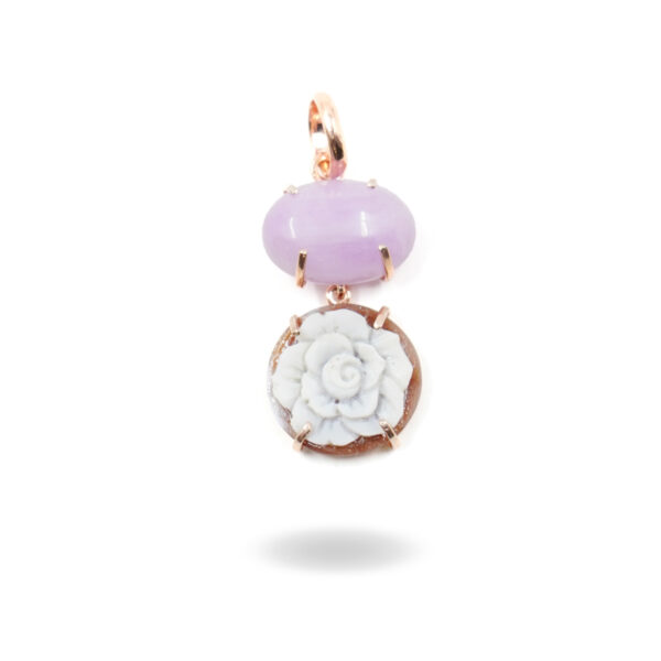 Pendente Argento con Kunzite, Cammeo - Rosè