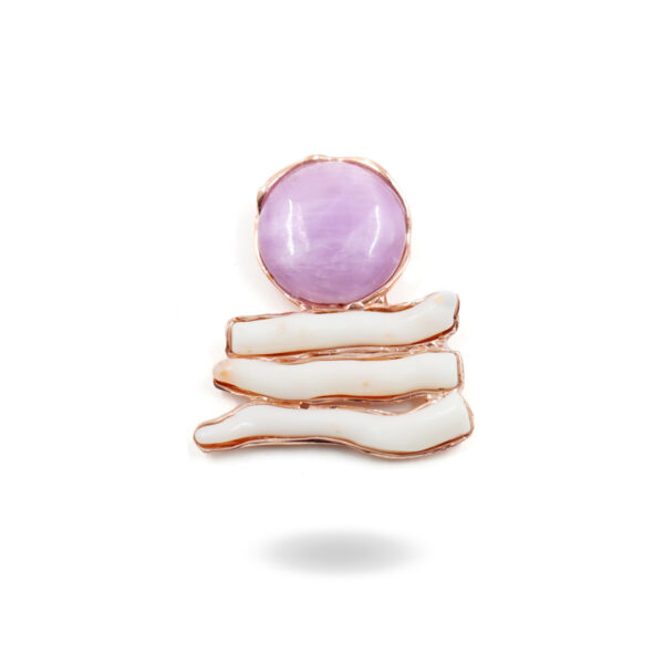 Sterling Silver Pendant with kunzite and white coral – Rose Color