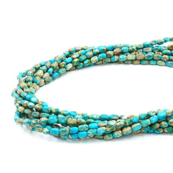 Blue Imperial Jasper strands tumble shape size ~8x4mm