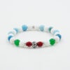 Bracciale Elastico con corallo, larimar, agata bianca