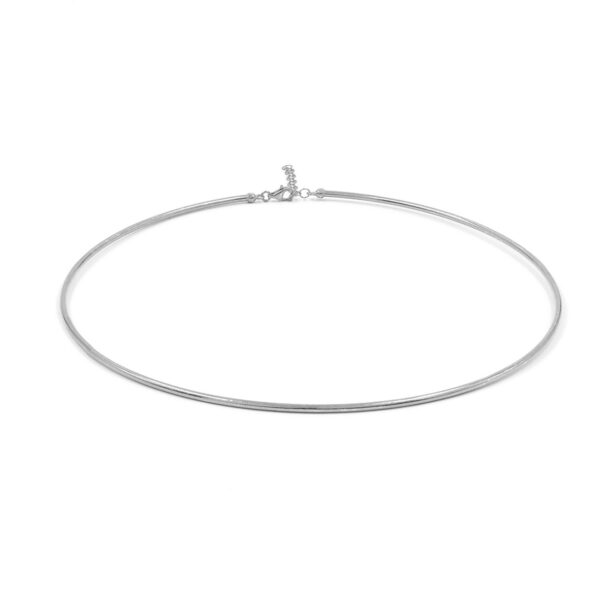 Sterling silver choker necklace 2mm thick hollow tube – Rhodium Color