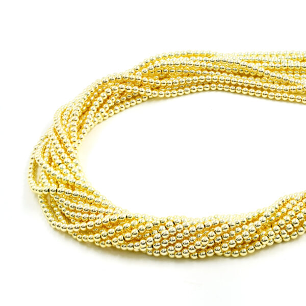 Hematite strands round shape size 3mm – Golden Color
