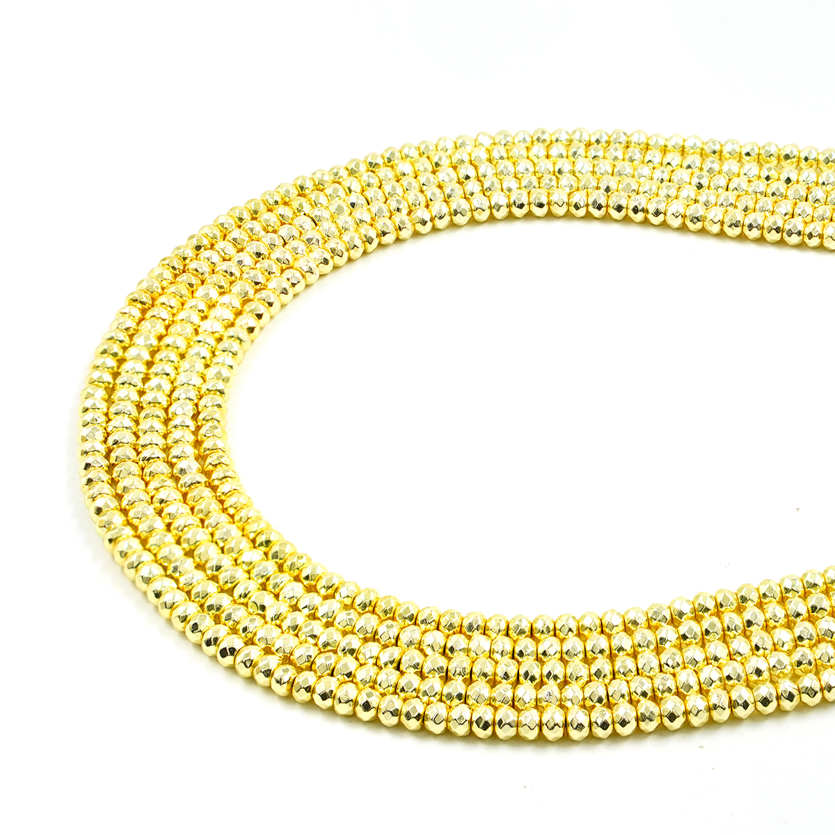 Ematite fili rondelle sfaccettate 4x3mm oro
