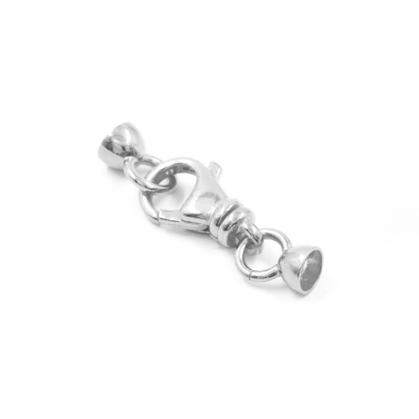 Sterling Silver lobster clasp 20x10mm size with 6mm cup - Rhodium Color