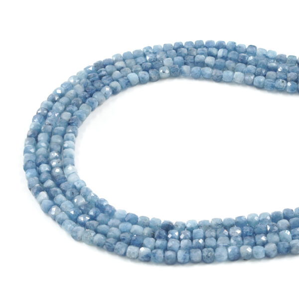 Aquamarine strads faceted dice shape size 4mm – Dark Color A Quality
