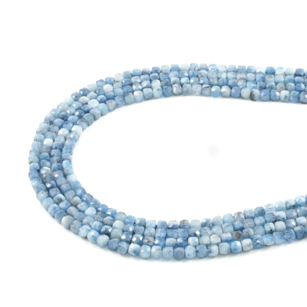 Aquamarine strads faceted dice shape size 4mm – Dark Color