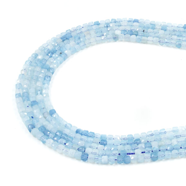 Aquamarine strads faceted dice shape size 4mm – AB Quality