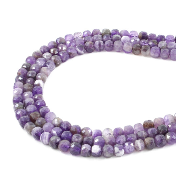 Amethyst strands faceted dice shape size 8mm