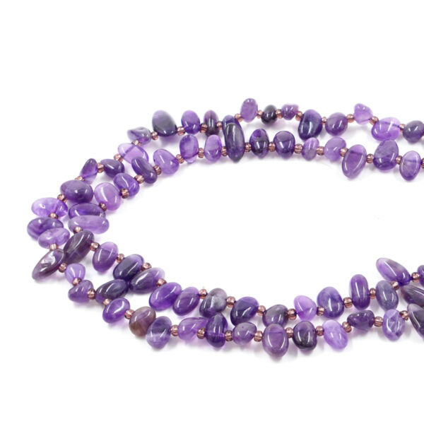 Amethyst strands tumble shape flag hole size 11x7mm, 14x7mm