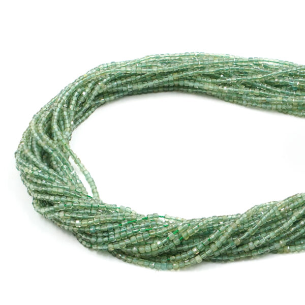 Green Apatite strands faceted dice shape size 2mm