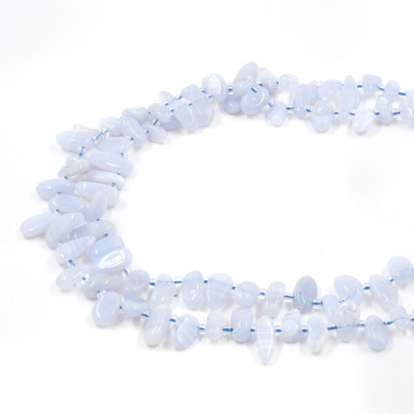 Agata Blue Lace strands tumble shape size flag hole 10x6mm, 12x8mm