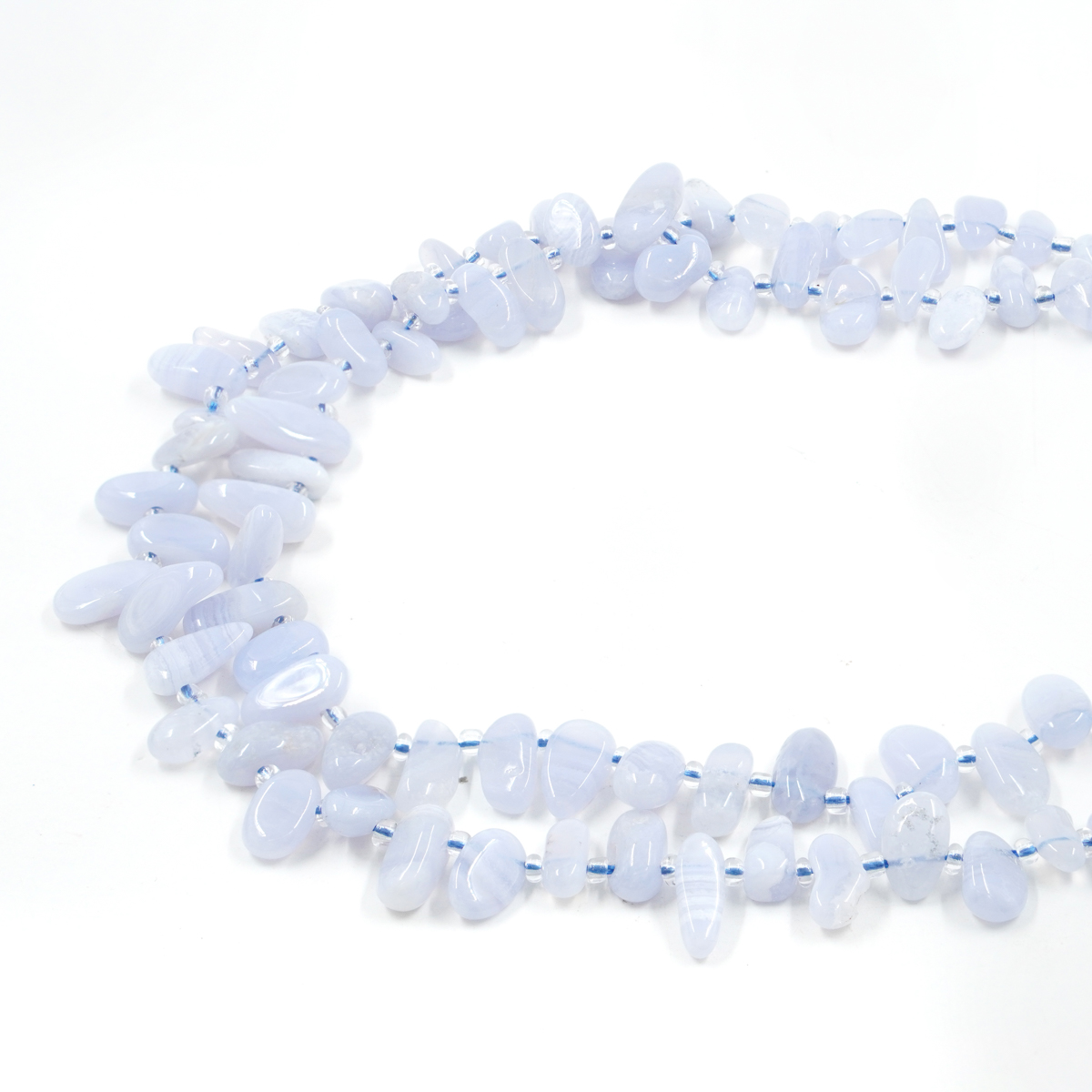 Agata Blue Lace strands tumble shape size flag hole 10x6mm, 12x8mm