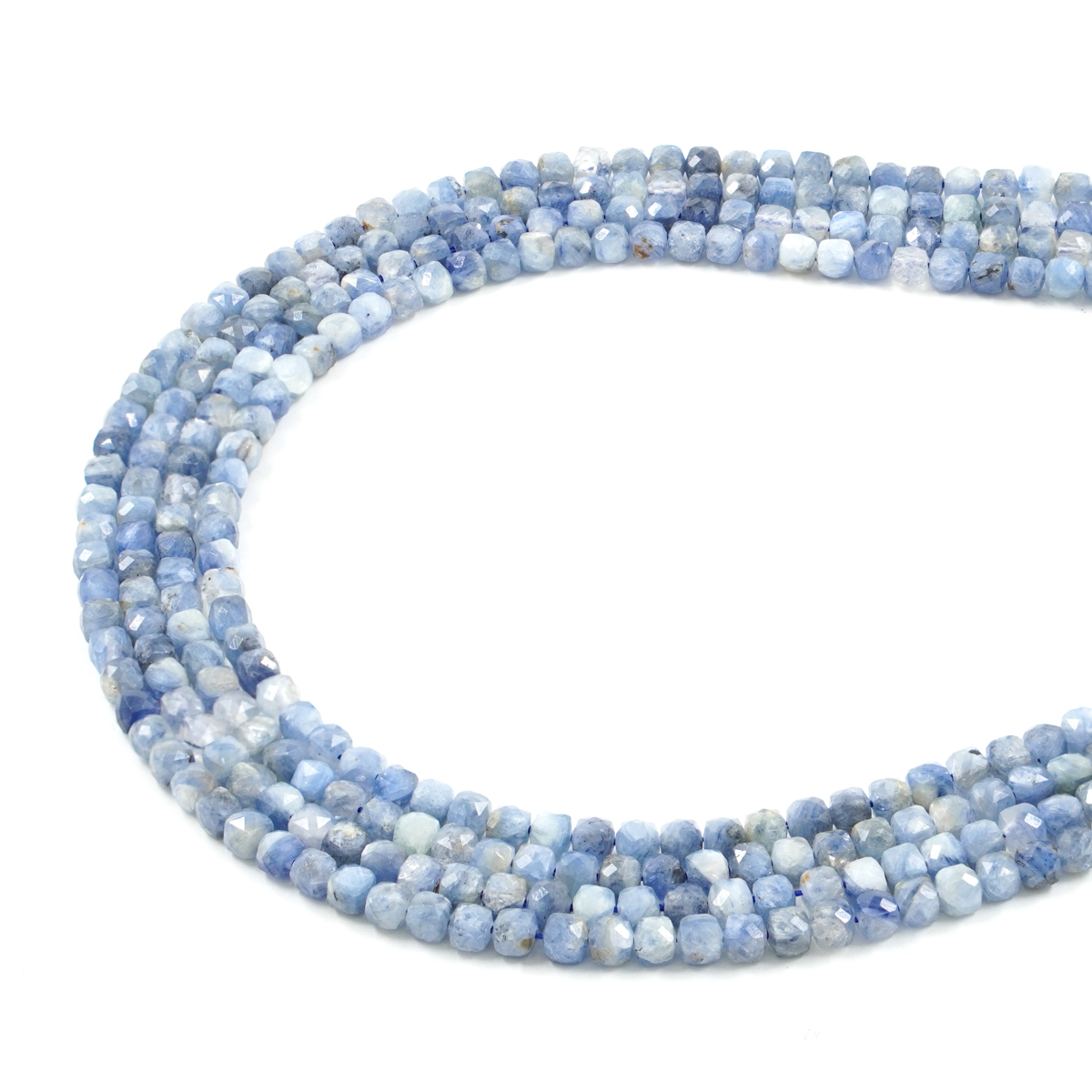 Kyanite strands faceted dice shape size 4mm