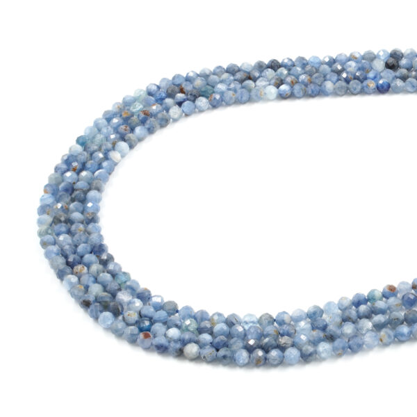 Kyanite strands faceted round shape size 4mm