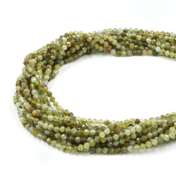 Green Garnet strands faceted round shape size 4mm