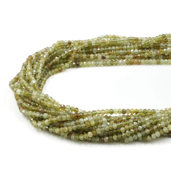 Green Garnet strands faceted washer shape size 4x3mm