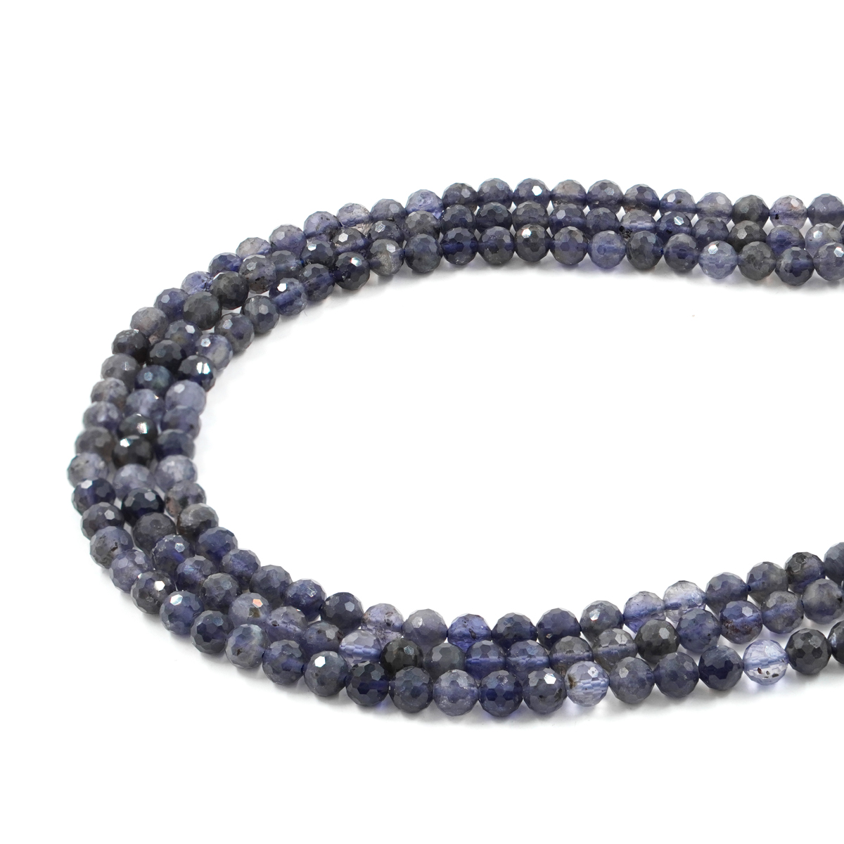 Iolite strands faceted round shape size 6mm
