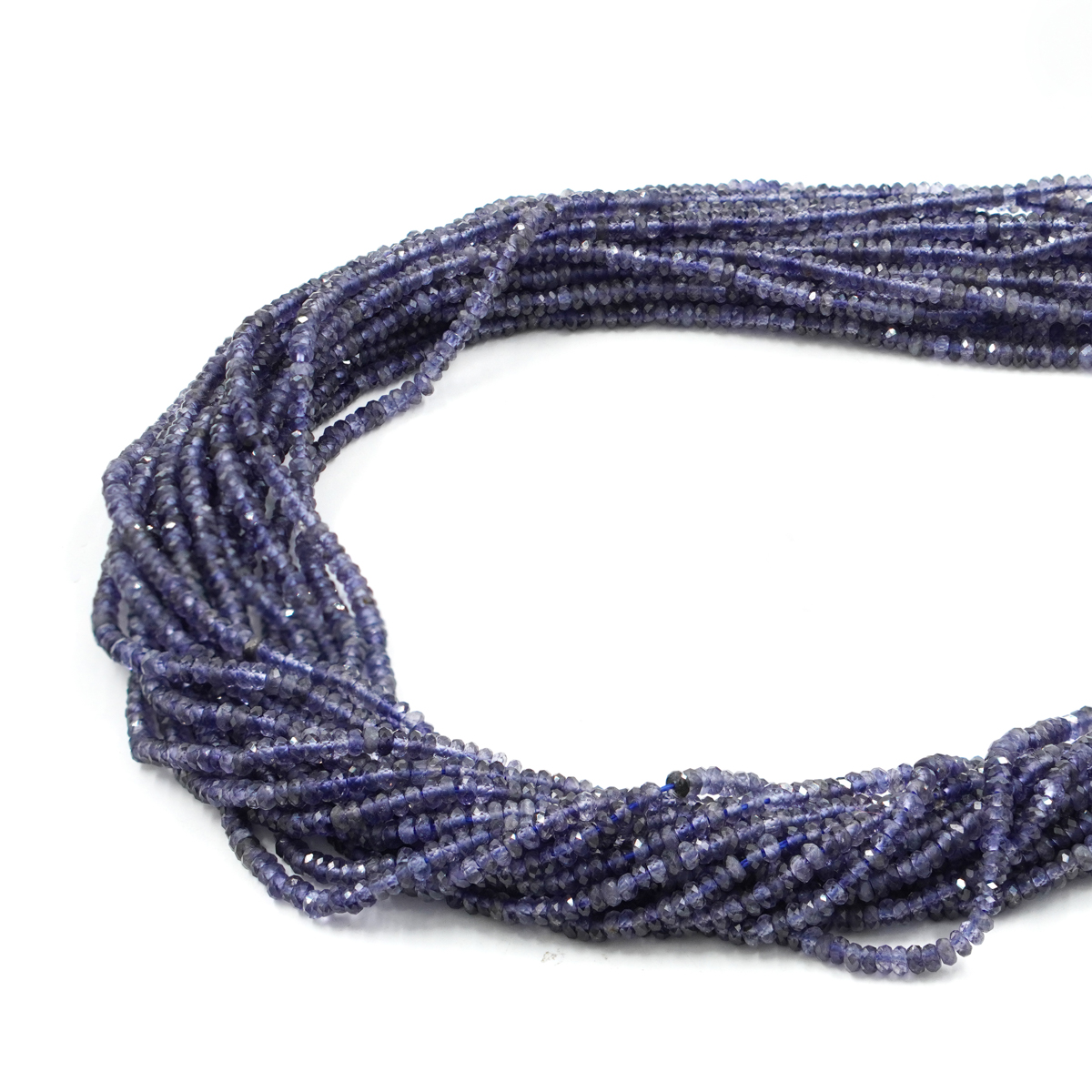 Iolite strands faceted washer shape size 3x2mm