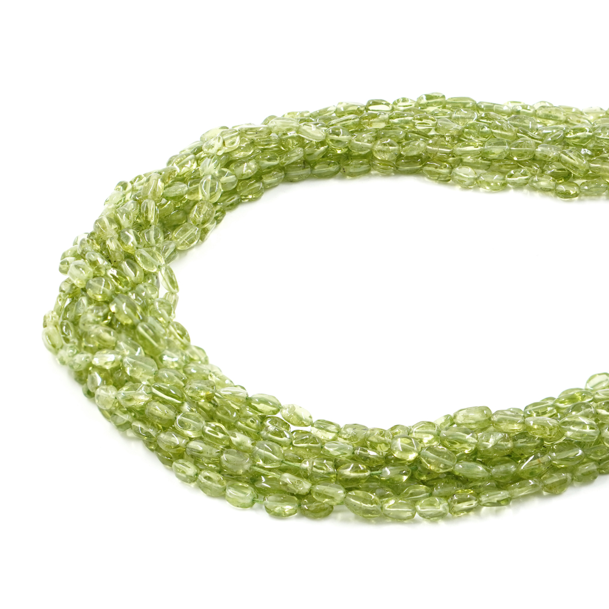 Peridot strands tumble shape size 6x4mm