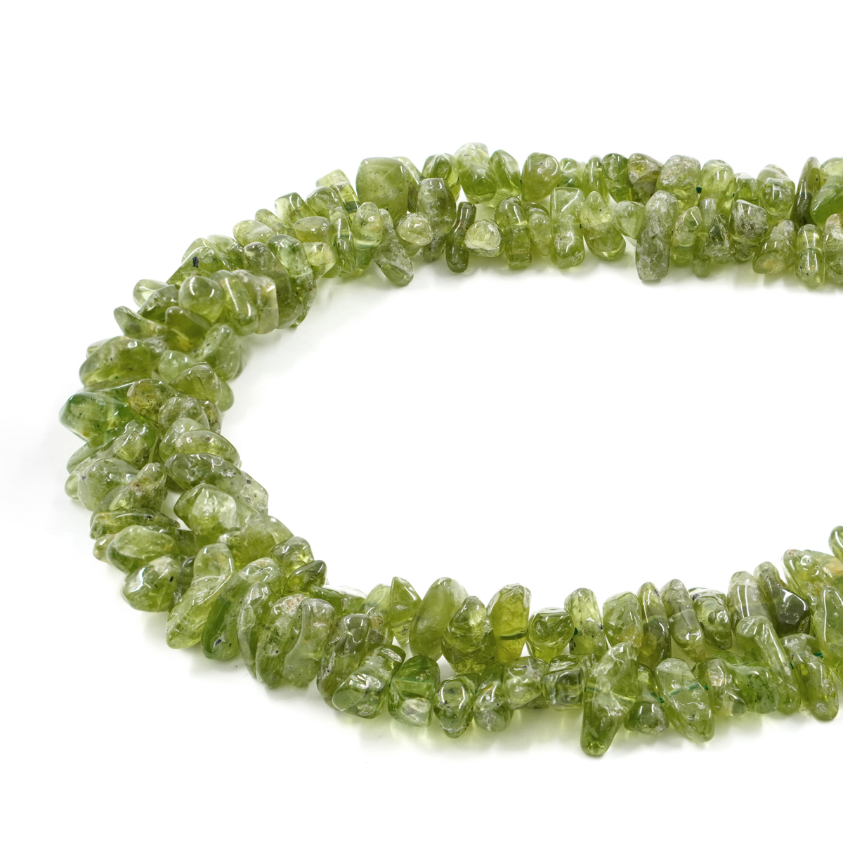 Peridot strands chips shape size ~6x8mm, ~7x12mm