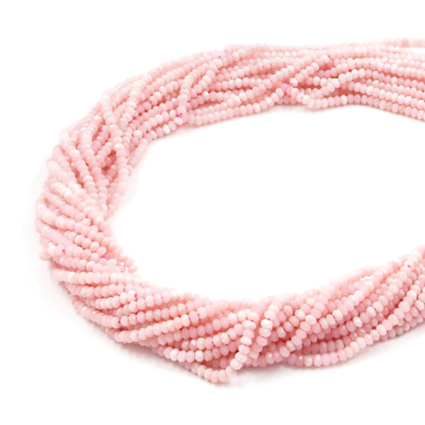 Pink Opal strands faceted washer shape size 3x2mm