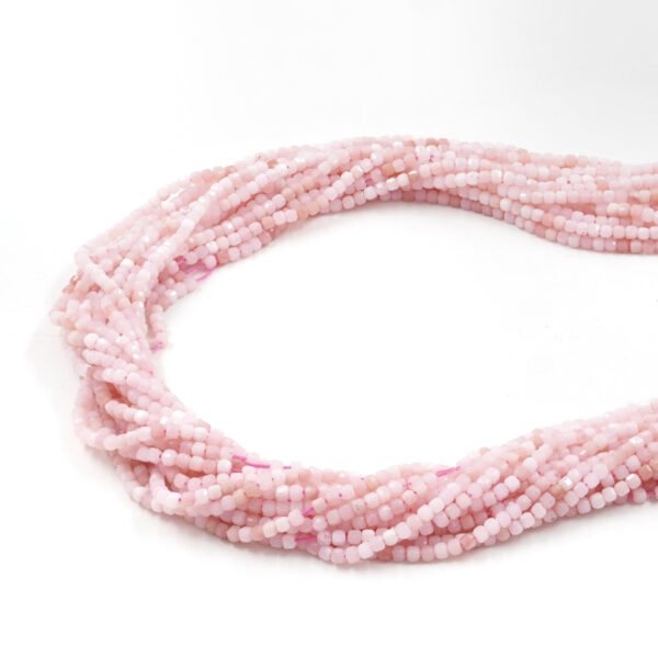 Pink Opal strands faceted dice shape size 2,5mm