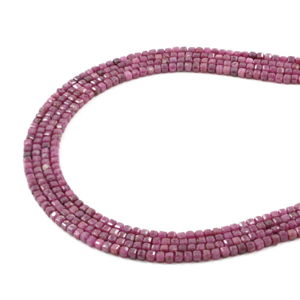 Ruby strands faceted dice shape size 3mm