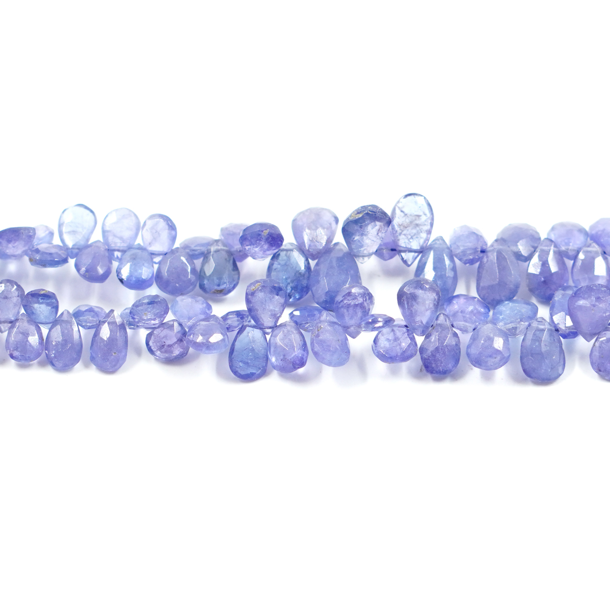 Tanzanite strands gradation faceted drop shape lateral hole ~4mm to ~8mm - Image 2