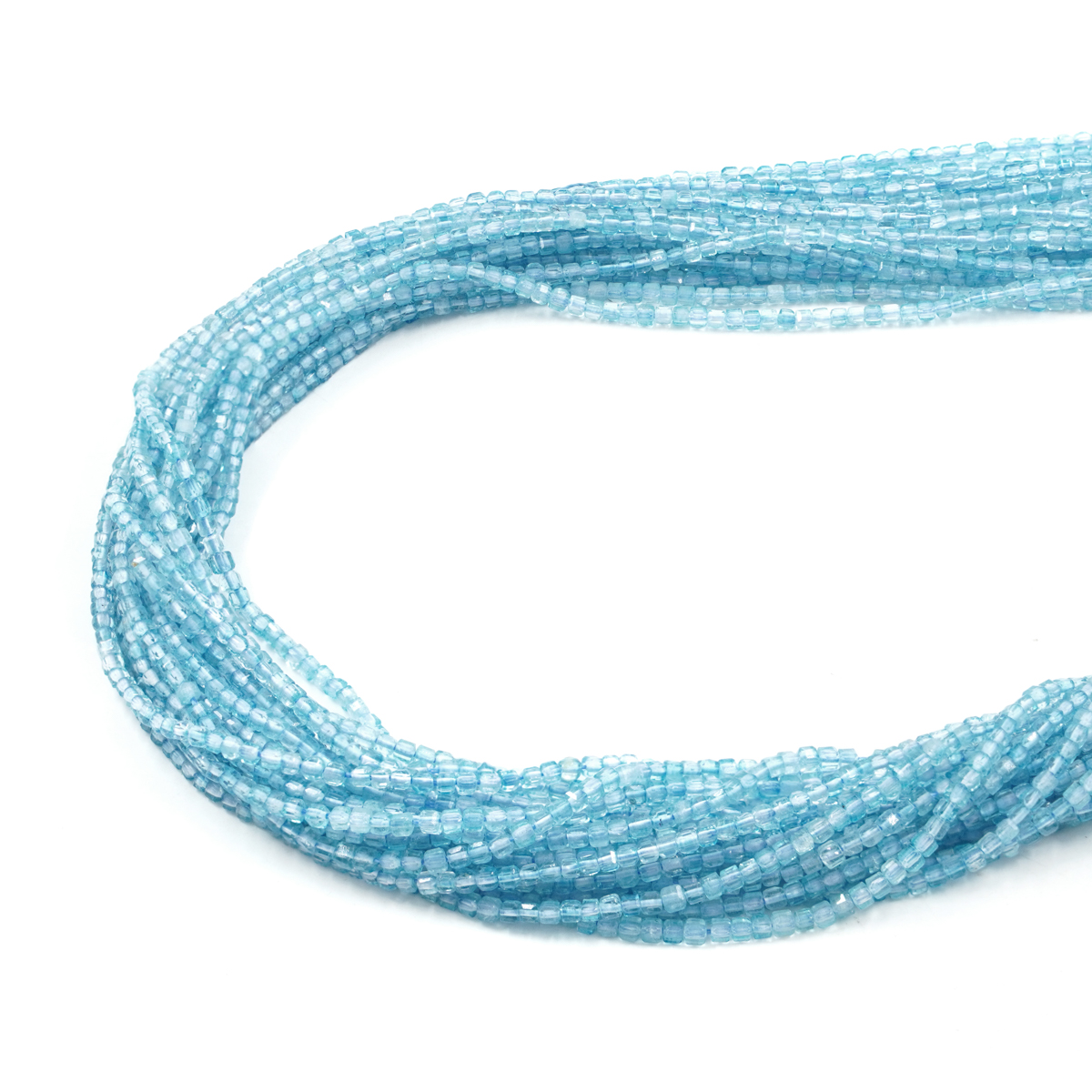Light Blue Topaz strands faceted dice shape size 2mm