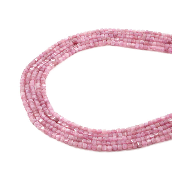 Rose Tourmaline strands faceted dice shape size 3mm