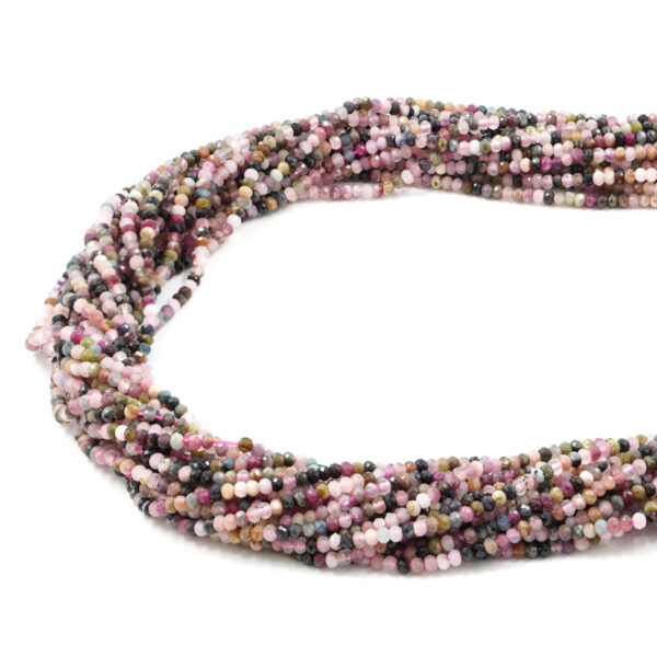 Multicolor Tourmaline strands faceted washer shape size 3x2mm
