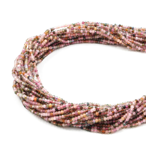 Multicolor Tourmaline strands faceted washer shape size 3x2mm
