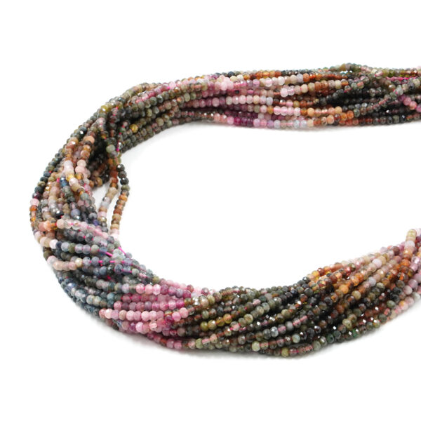 Multicolor Tourmaline strands faceted washer shape size 3x2mm