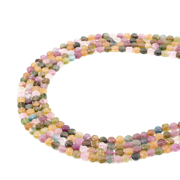 Multicolor Tourmaline strands coin shape size ~5-6mm