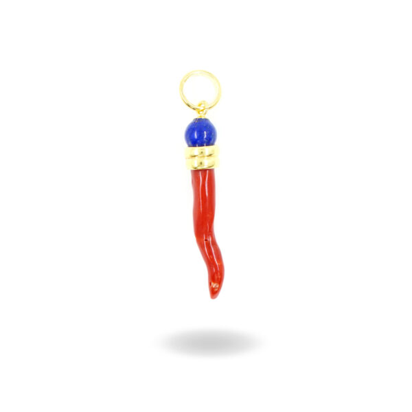 Pendente in lapis e corno di corallo &ndash; Dorato
